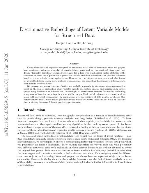 Main figure for Discriminative Embeddings of Latent Variable Models for Structured Data