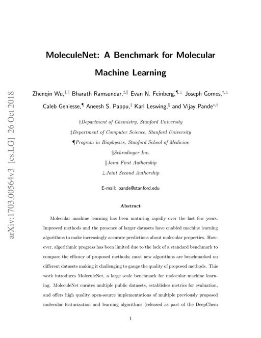 Main figure for MoleculeNet