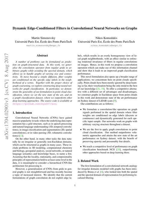 Main figure for Dynamic Edge-Conditioned Filters in Convolutional Neural Networks on Graphs