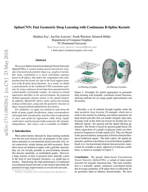 Main figure for SplineCNN: Fast Geometric Deep Learning with Continuous B-Spline Kernels
