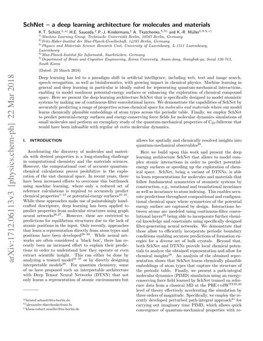 Main figure for SchNet -- a deep learning architecture for molecules and materials