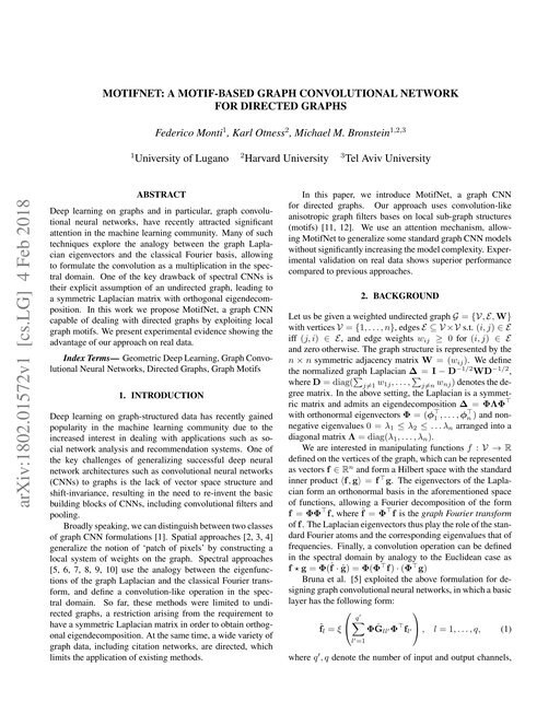 Main figure for MotifNet: a motif-based Graph Convolutional Network for directed graphs