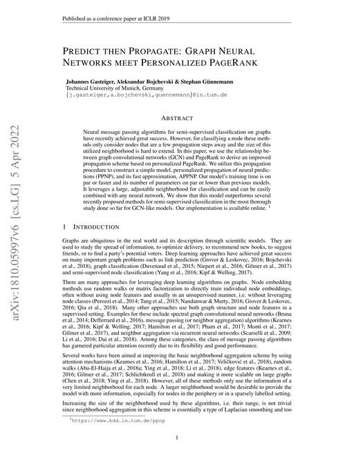 Main figure for Predict then Propagate: Graph Neural Networks meet Personalized PageRank