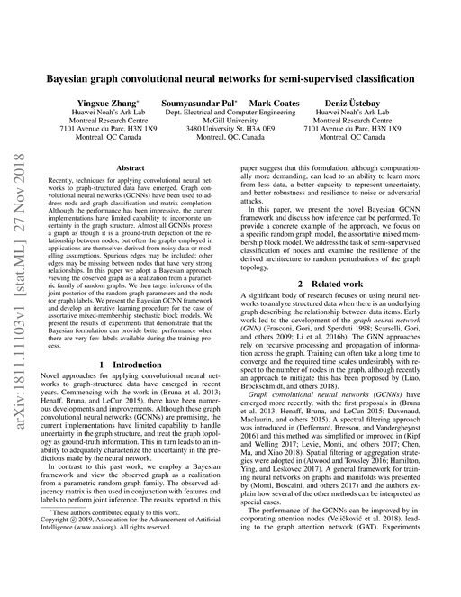 Main figure for Bayesian graph convolutional neural networks for semi-supervised classification