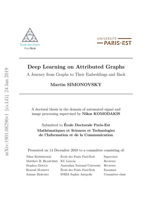 Main figure for Deep Learning on Attributed Graphs: A Journey from Graphs to Their Embeddings and Back