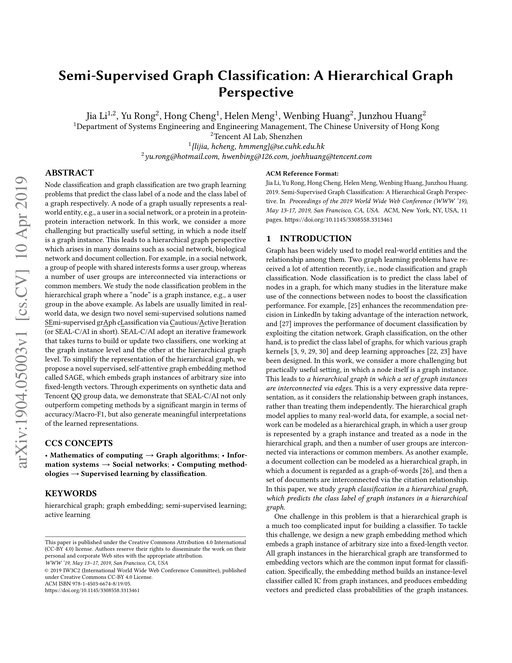Main figure for Semi-Supervised Graph Classification: A Hierarchical Graph Perspective