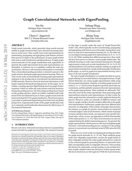 Main figure for Graph Convolutional Networks with EigenPooling