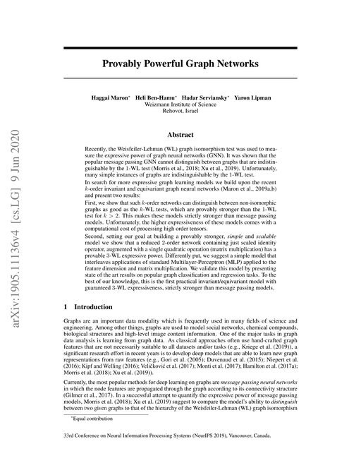 Main figure for Provably Powerful Graph Networks