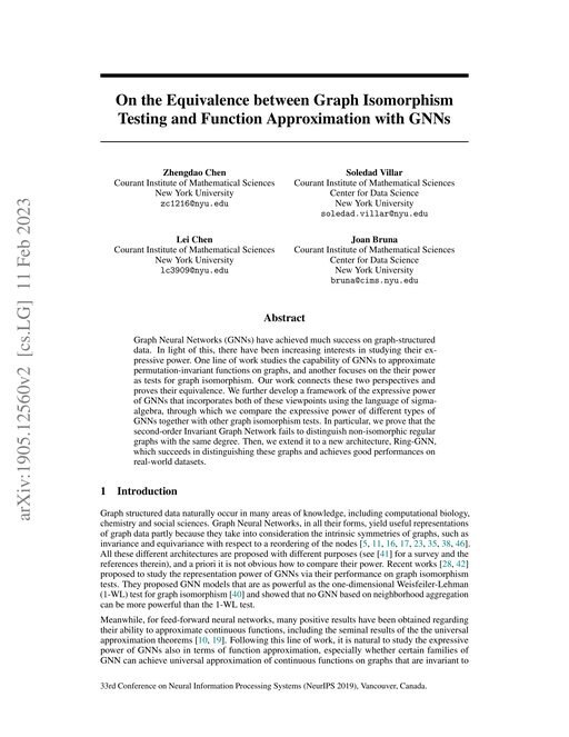 Main figure for On the Equivalence between Graph Isomorphism Testing and Function Approximation with GNNs
