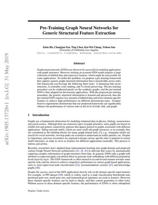 Main figure for Pre-Training Graph Neural Networks for Generic Structural Feature Extraction