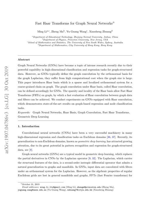 Main figure for Fast Haar Transforms for Graph Neural Networks