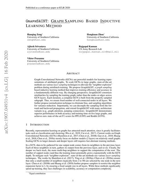Main figure for GraphSAINT: Graph Sampling Based Inductive Learning Method