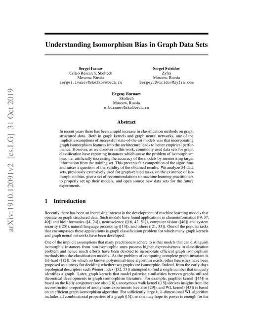 Main figure for Understanding Isomorphism Bias in Graph Data Sets