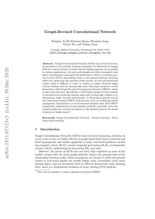 Main figure for Graph-Revised Convolutional Network