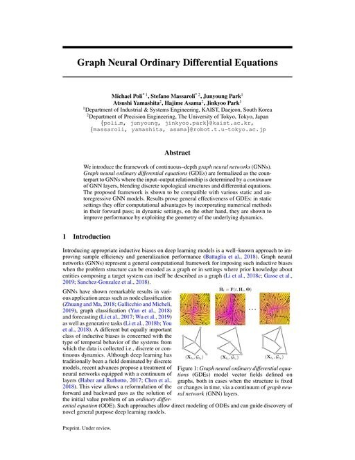 Main figure for Graph Neural Ordinary Differential Equations