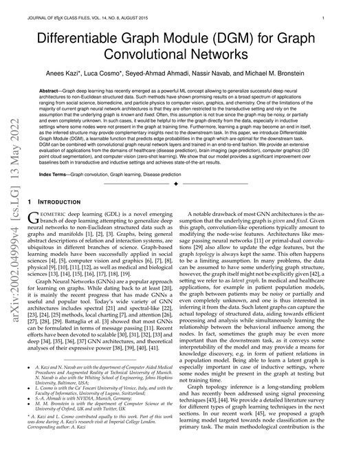 Main figure for Differentiable Graph Module (DGM) for Graph Convolutional Networks