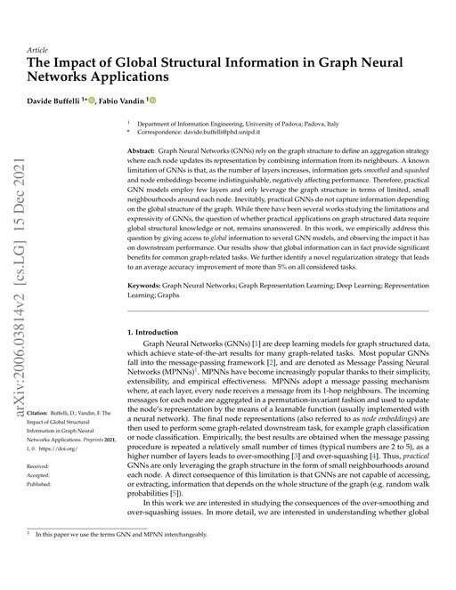 Main figure for The Impact of Global Structural Information in Graph Neural Networks Applications