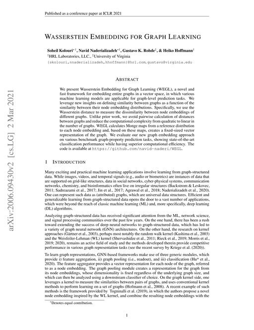 Main figure for Wasserstein Embedding for Graph Learning
