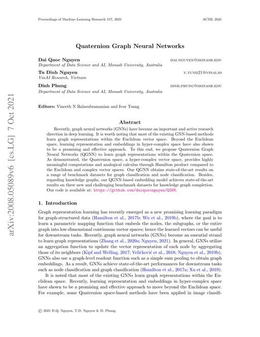 Main figure for Quaternion Graph Neural Networks