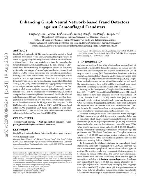 Main figure for Enhancing Graph Neural Network-based Fraud Detectors against Camouflaged Fraudsters