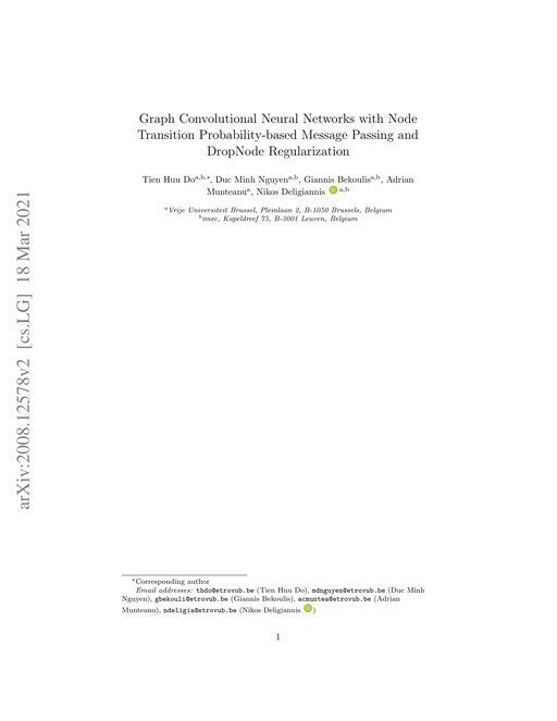Main figure for Graph Convolutional Neural Networks with Node Transition Probability-based Message Passing and DropNode Regularization