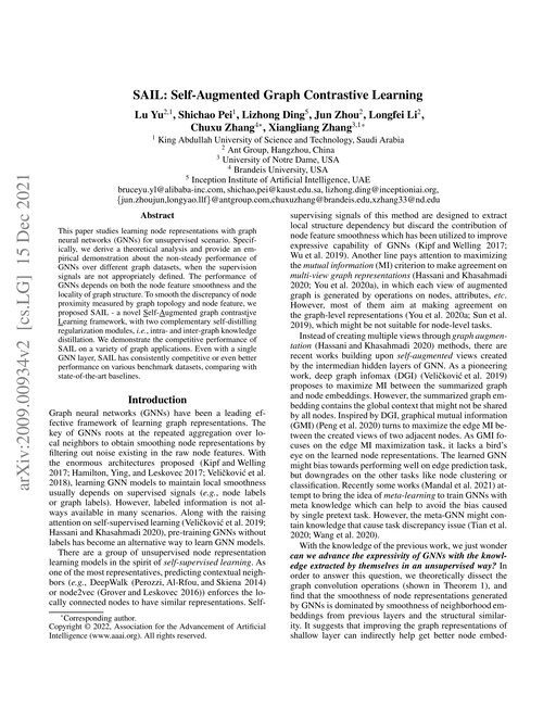 Main figure for SAIL: Self-Augmented Graph Contrastive Learning