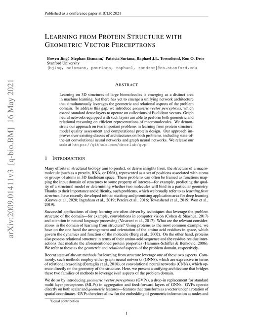 Main figure for Learning from Protein Structure with Geometric Vector Perceptrons