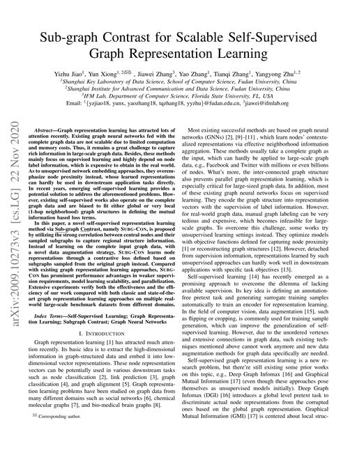 Main figure for Sub-graph Contrast for Scalable Self-Supervised Graph Representation Learning