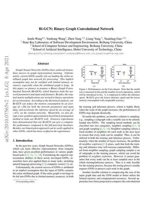 Main figure for Bi-GCN: Binary Graph Convolutional Network