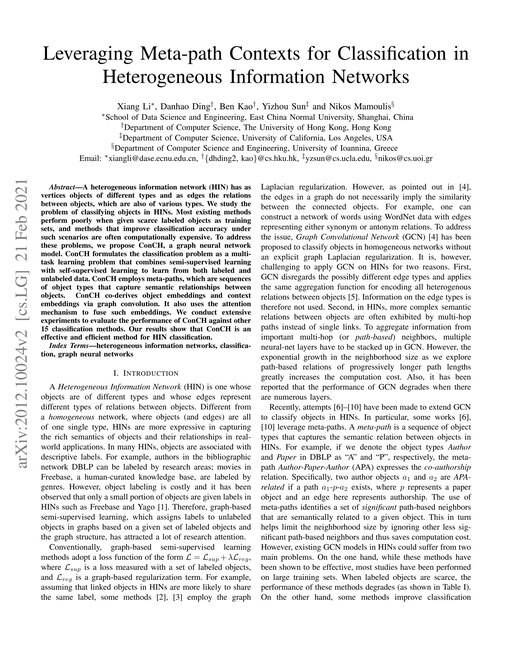 Main figure for Leveraging Meta-path Contexts for Classification in Heterogeneous Information Networks