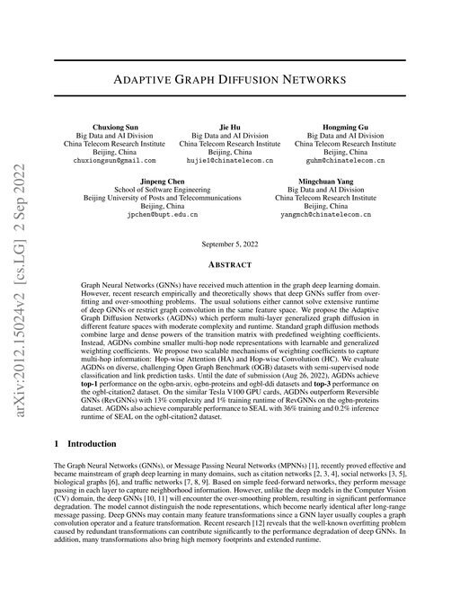 Main figure for Adaptive Graph Diffusion Networks