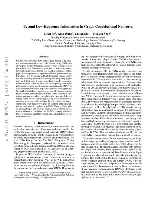 Main figure for Beyond Low-frequency Information in Graph Convolutional Networks