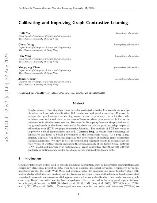 Main figure for Calibrating and Improving Graph Contrastive Learning