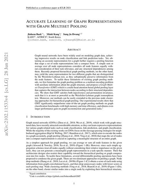 Main figure for Accurate Learning of Graph Representations with Graph Multiset Pooling
