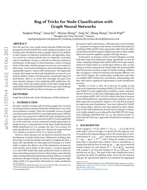 Main figure for Bag of Tricks for Node Classification with Graph Neural Networks