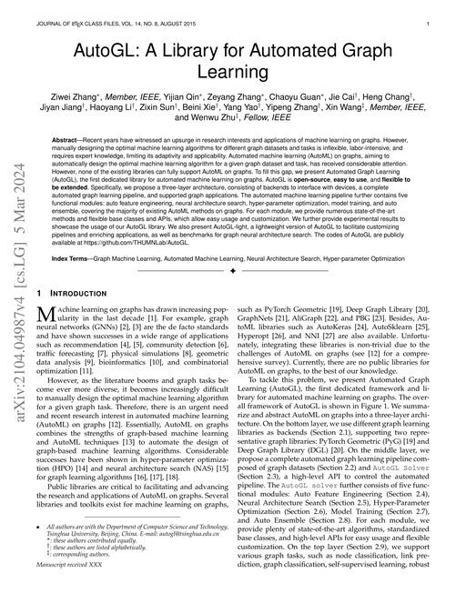 Main figure for AutoGL: A Library for Automated Graph Learning