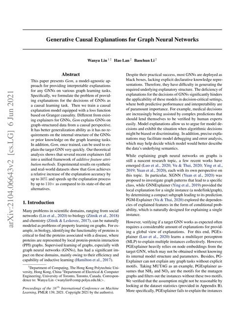 Main figure for Generative Causal Explanations for Graph Neural Networks