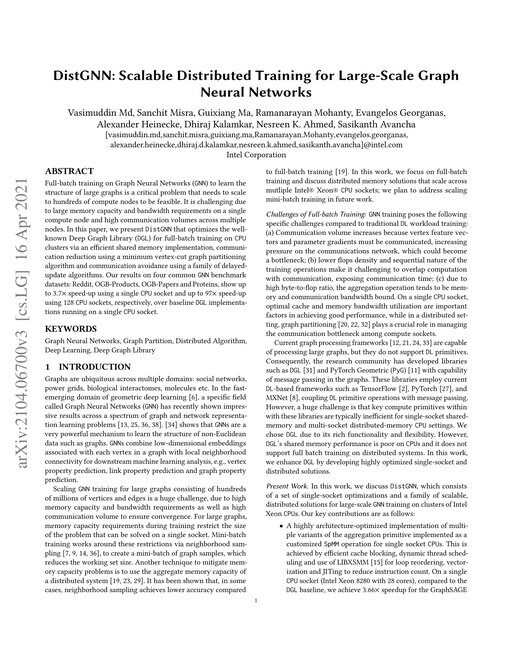 Main figure for DistGNN: Scalable Distributed Training for Large-Scale Graph Neural Networks