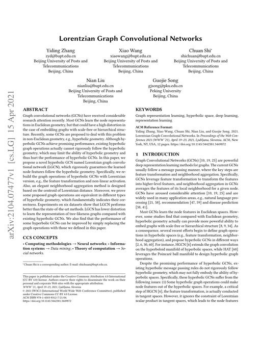 Main figure for Lorentzian Graph Convolutional Networks