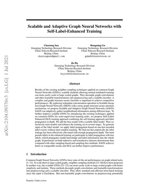 Main figure for Scalable and Adaptive Graph Neural Networks with Self-Label-Enhanced Training