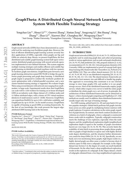 Main figure for GraphTheta: A Distributed Graph Neural Network Learning System With Flexible Training Strategy