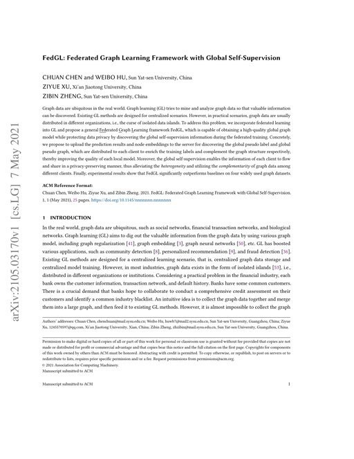 Main figure for FedGL: Federated Graph Learning Framework with Global Self-Supervision