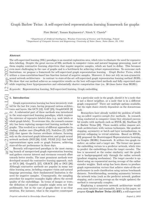 Main figure for Graph Barlow Twins: A self-supervised representation learning framework for graphs