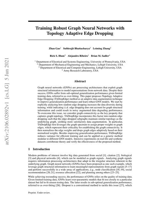 Main figure for Training Robust Graph Neural Networks with Topology Adaptive Edge Dropping