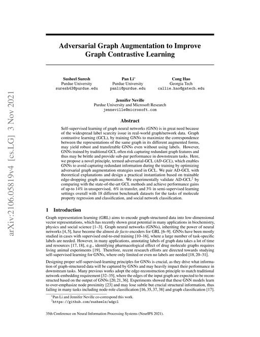 Main figure for Adversarial Graph Augmentation to Improve Graph Contrastive Learning