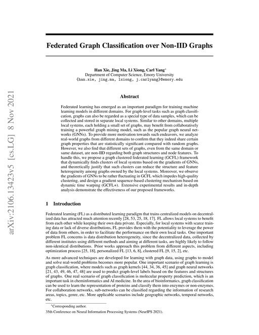 Main figure for Federated Graph Classification over Non-IID Graphs