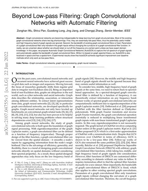 Main figure for Beyond Low-pass Filtering: Graph Convolutional Networks with Automatic Filtering
