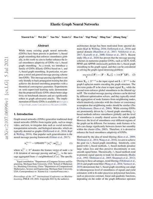 Main figure for Elastic Graph Neural Networks