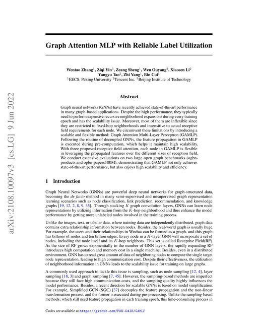 Main figure for Graph Attention MLP with Reliable Label Utilization