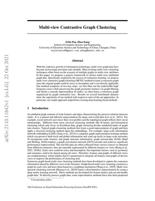 Main figure for Multi-view Contrastive Graph Clustering